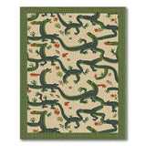 Green Gecko Lizard Heritage Tribal Rug