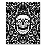 Ornate Skull Black White Area Rug
