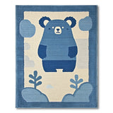 Adorable Blue Bear Kids Cartoon Rug