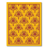 Maroon Floral Damask on Vibrant Yellow Area Rug