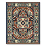 Southwestern Geometric Area Rug in Navy and Terracotta