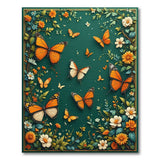 Emerald Green Monarch Butterfly Floral Area Rug