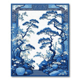 Blue White Chinese Pine Garden Area Rug