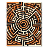 3D Orange Labyrinth Maze Area Rug