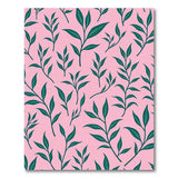 Vibrant Pink Green Leaf Pattern Area Rug