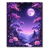 Purple Sakura Moonlit Fantasy Forest Rug