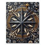 Ornate Cracked Silver Star Floral Rug