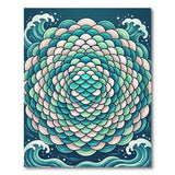 Teal Scale Mandala Ocean Wave Area Rug