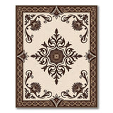 Ornate Cream Persian Area Rug with Gold Motifs