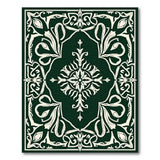 Ornate Dark Green Persian Floral Area Rug