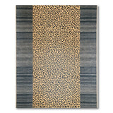 Leopard Print Beige Area Rug with Grey Borders