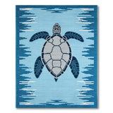 Coastal Beach Sea Turtle Blue Teal Area Rug