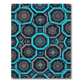 Teal-Edged Navy Mandala Compass Hexagon Rug