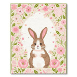 Cute Pink Bunny Floral Area Rug