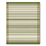 Green and Beige Striped Woven Area Rug