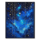 Starry Cosmos Blue Geometric Area Rug