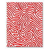 Bold Red Wavy Abstract Area Rug
