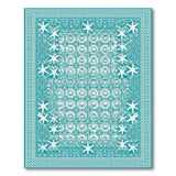 Blue and Teal Teal Starfish Coastal Area Rug