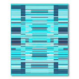 Washable Blue Teal Geometric Area Rug