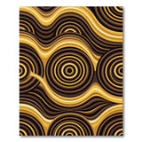 Gold Wavy Circles Abstract Area Rug