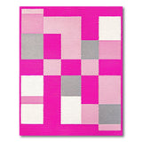 Vibrant Pink Geometric Block Area Rug