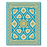Blue and Teal Teal Gold Floral Persian Area Rug