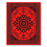 Red Persian Medallion Area Rug with Black Floral Motifs