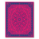 Vibrant Pink Persian Area Rug with Navy Border