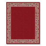 Elegant Red Area Rug with Ornate White Border