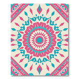 Boho Chic Multi-color and Patterns Vibrant Pink Teal Mandala Boho Area Rug