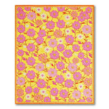 Vibrant Pink Flowers on Sunny Yellow Area Rug