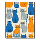 Multi-color and Patterns Whimsical Cartoon Cats Area Rug