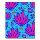 Vibrant Pink Floral Fish Washable Area Rug
