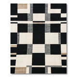 Bold Geometric Black White Tan Area Rug