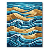 Coastal Blue Waves Golden Dunes Area Rug