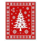 Festive Red Christmas Tree Snowflakes Area Rug