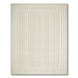 Beige Grid with Scalloped White Border Area Rug