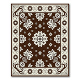 Ornate Floral Persian Area Rug in Brown Ivory