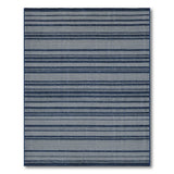 Navy Grey Striped Geometric Area Rug