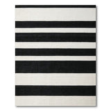 Bold Black White Horizontal Striped Geometric Modern Area Rug