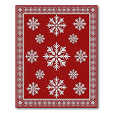 Geometric Modern Red Festive Red Snowflake Area Rug with Ornate Border