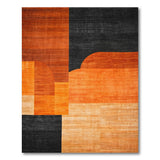 ODIKA Washable Abstract Geometric Rug - Burnt Orange & Black Low Pile Area Rug