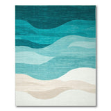 Teal Ocean Wave Gradient Coastal Rug