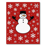 Festive Smiling Snowman Snowflakes Area Rug