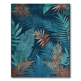Teal Palm Leaf Coastal Blue and Teal Area Rug