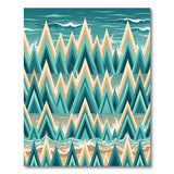 Teal Mountain Peaks and Crashing Waves Rug