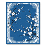 Blue Cherry Blossom Washable Area Rug