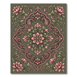 Ornate Pink Lotus Persian Area Rug