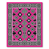 Pink Vibrant Pink Geometric Tribal Area Rug