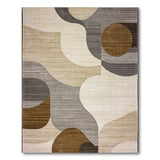 Modern Abstract Beige Grey Geometric Area Rug